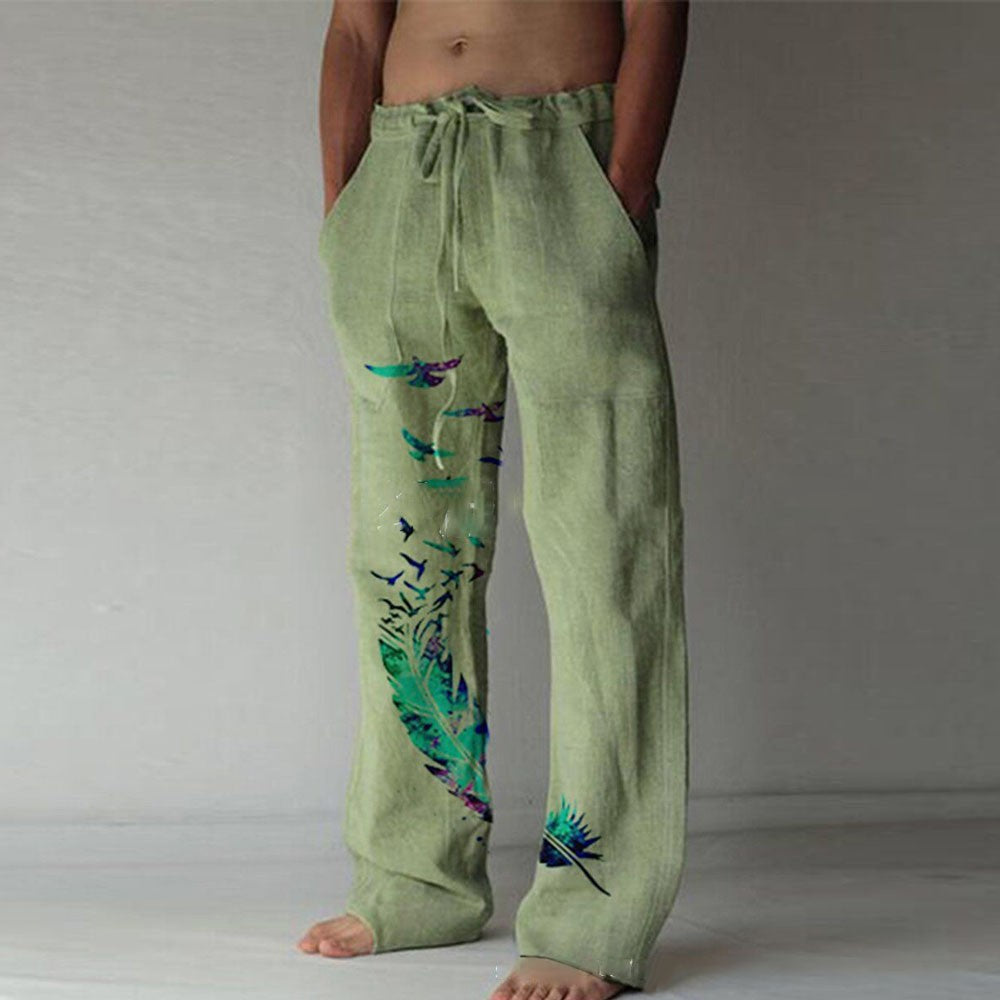 Mid-Waist Printed Casual Pants for Women