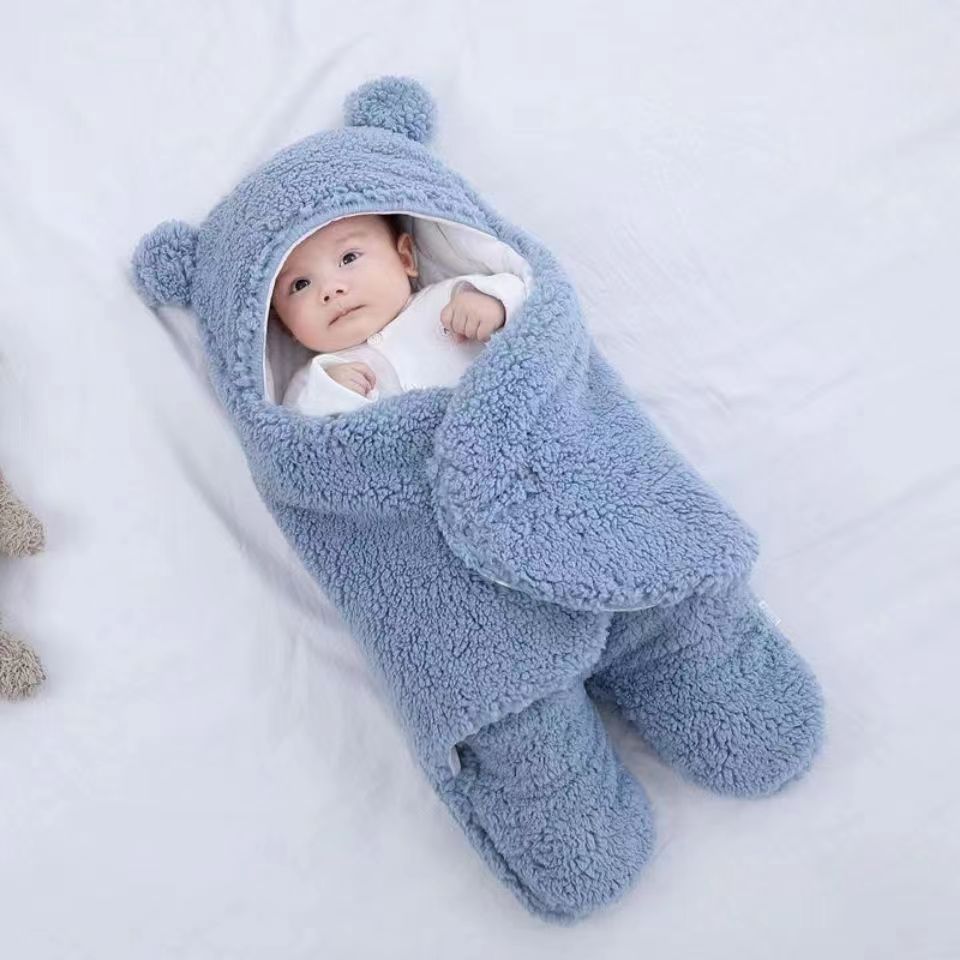 Thickened Plush Baby Sleeping Bag with Split Leg Design