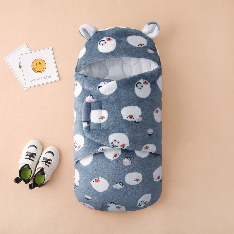 Thickened Plush Baby Sleeping Bag with Split Leg Design