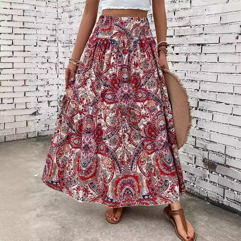 Women's Beach Print Casual Summer Skirt
