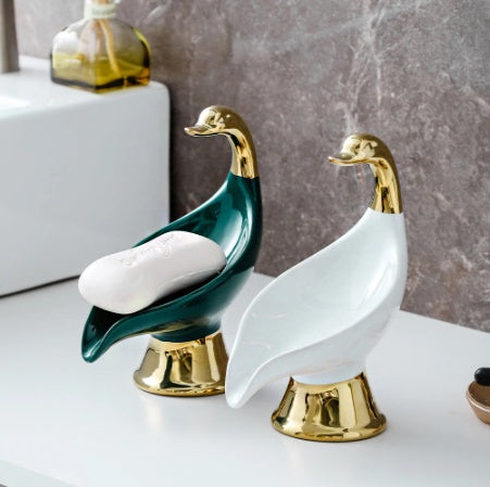 Ceramic Swan Soap Dish and Holder