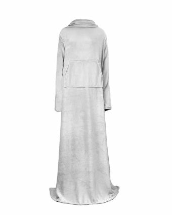 Wearable Coral Fleece Blanket with Sleeves and Pockets