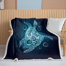 Ocean-Themed Sea Turtle Sherpa Fleece Throw Blanket
