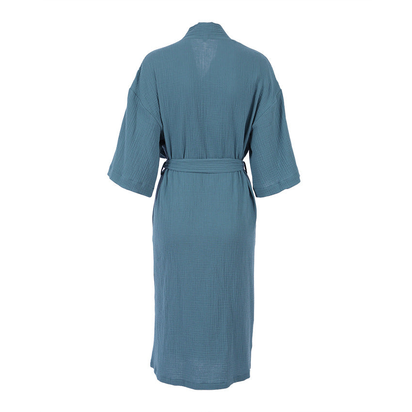 Cotton Crepe Tie-Front Robe Cardigan Loungewear