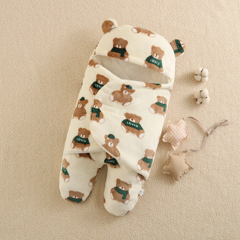 Thickened Plush Baby Sleeping Bag with Split Leg Design
