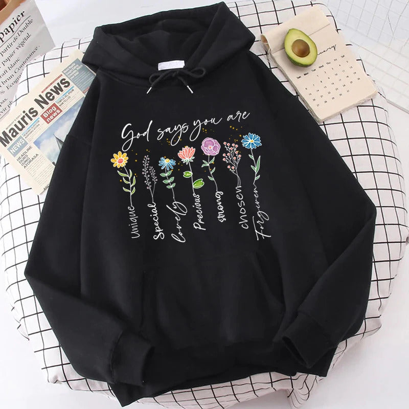 God Says You Are Unique Floral Graphic Faith Tee