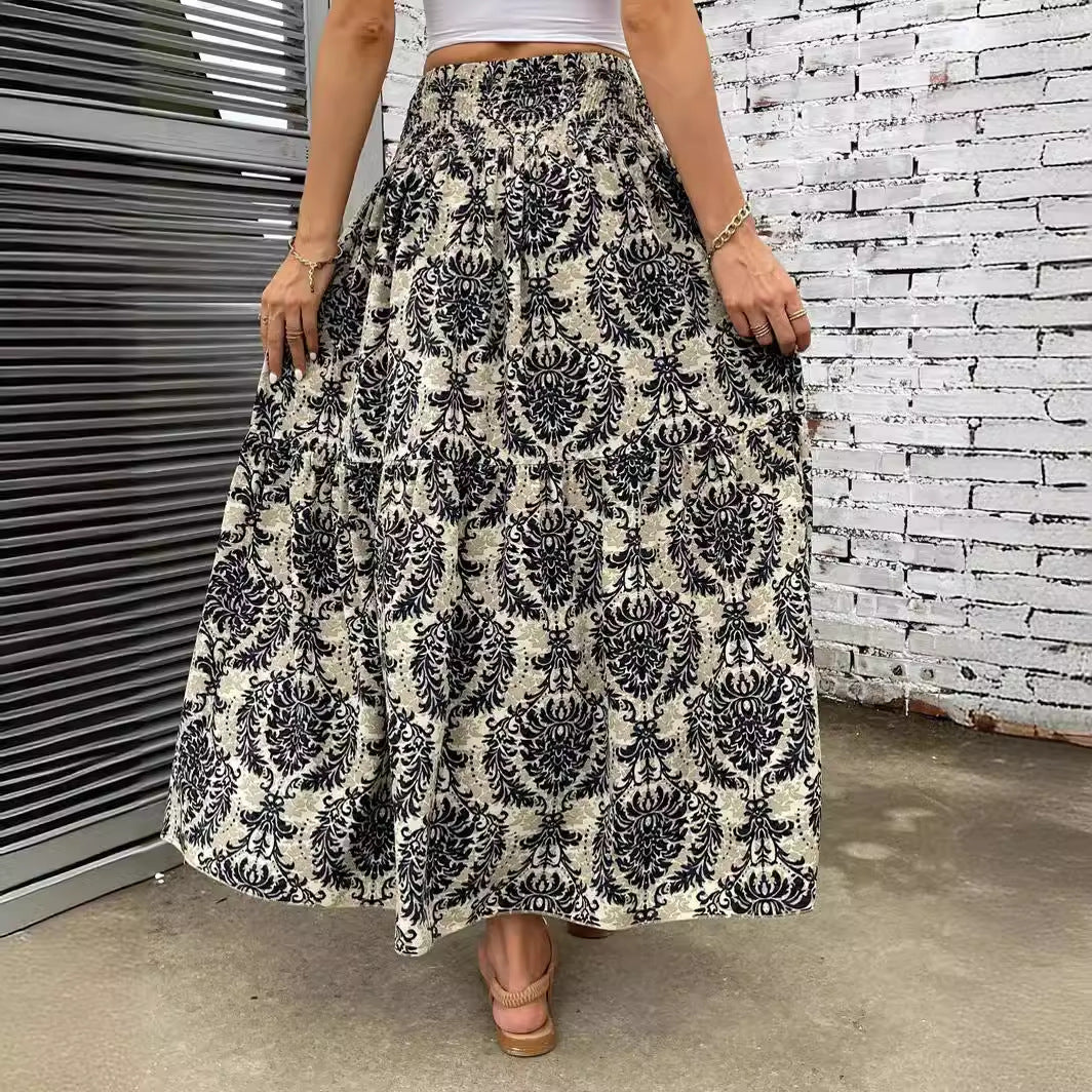 Women's Beach Print Casual Summer Skirt
