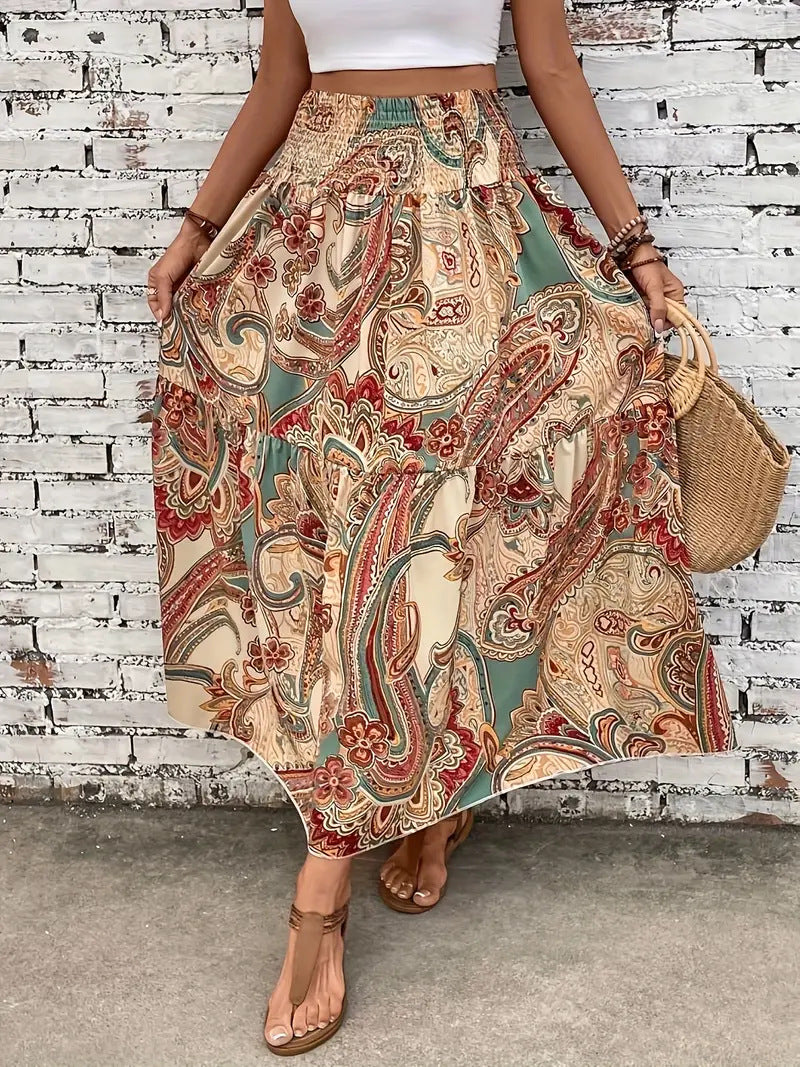 Women's Beach Print Casual Summer Skirt