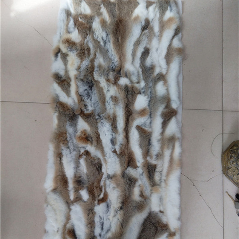 Luxurious Rabbit Fur Patchwork Throw Blanket