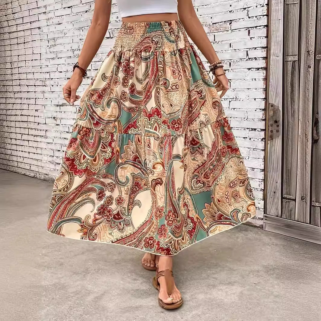 Women's Beach Print Casual Summer Skirt