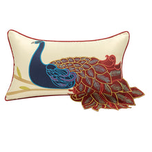 Peacock Embroidered Decorative Throw Pillowcase