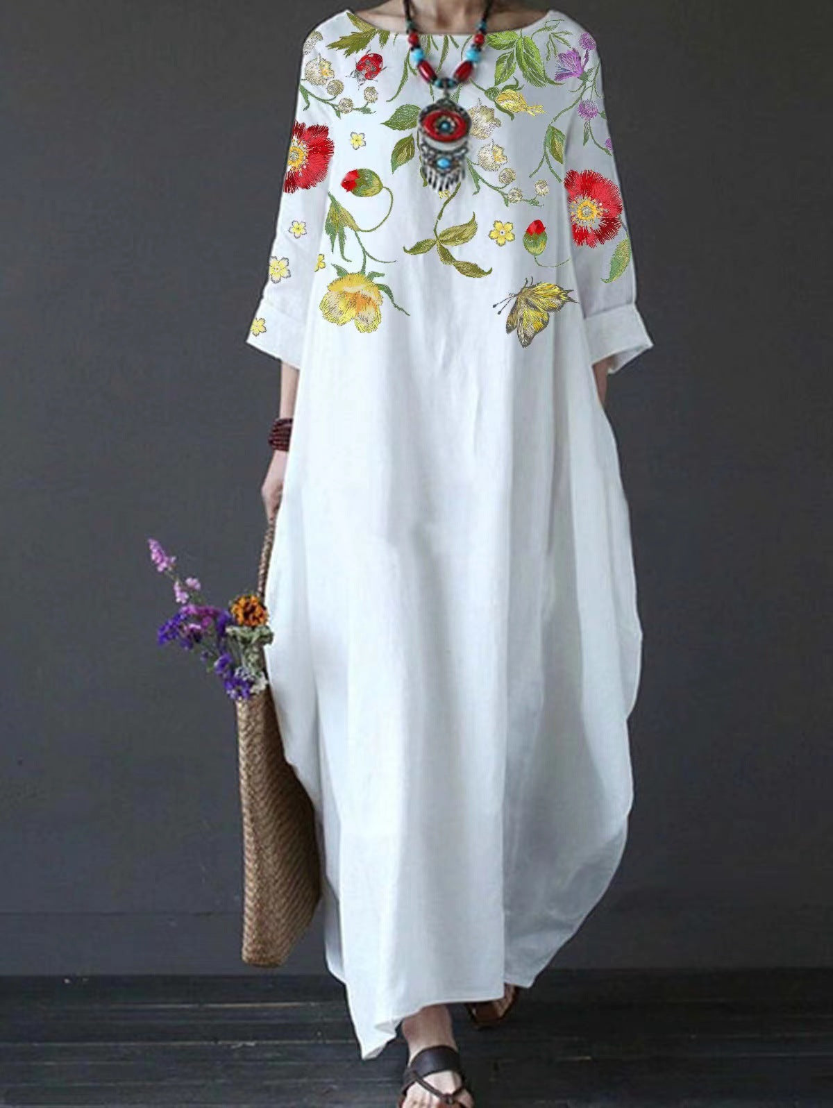 Women's Printed Loose Comfort Cotton And Linen