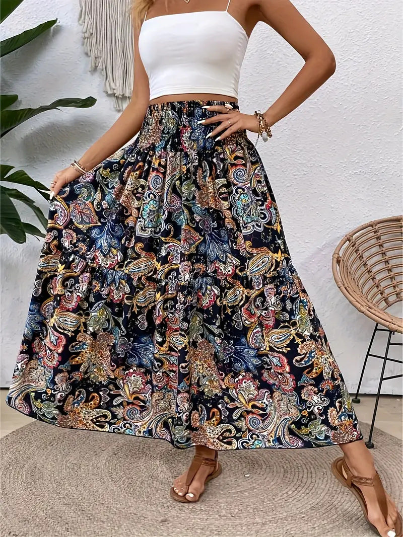 Women's Beach Print Casual Summer Skirt