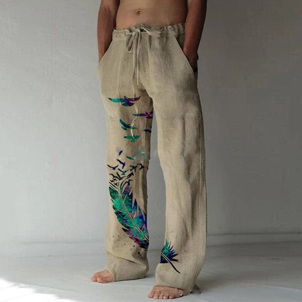 Mid-Waist Printed Casual Pants for Women