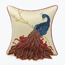 Peacock Embroidered Decorative Throw Pillowcase