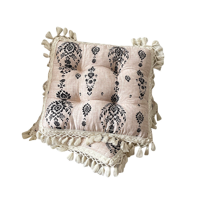 Breathable Bamboo-Cotton Tassel Seat Cushion