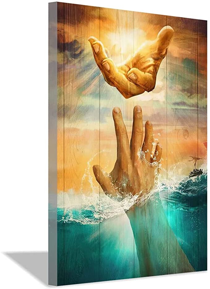 Jesus Stretched Out from Heaven Inspirational Canvas Wall Art