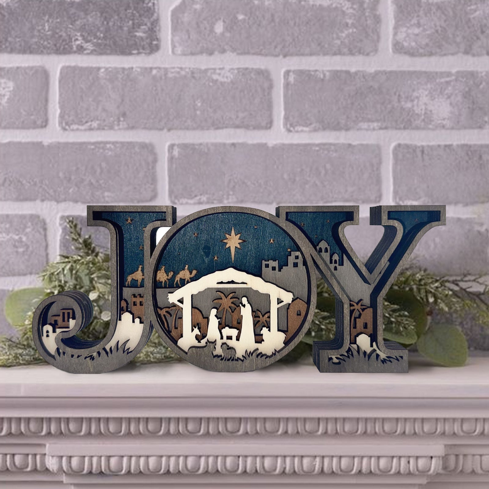 JOY Wooden Letter Ornaments Decorative Craft Set