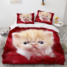 Cute Cat Print Duvet Cover Bedding Set for Girls