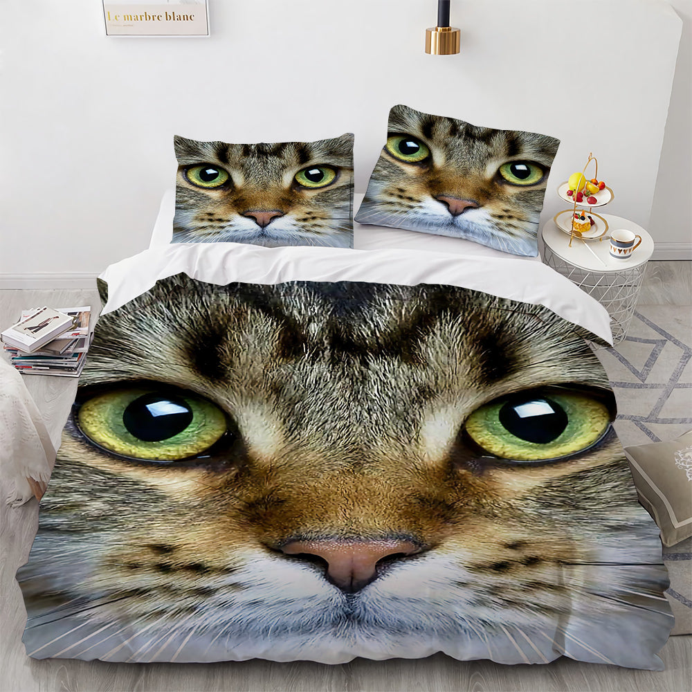 Cute Cat Print Duvet Cover Bedding Set for Girls