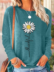 Comfort And Casual Printed Long Sleeve Round Neck T-shirt