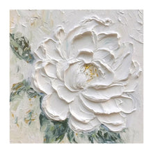 Hand-Painted White Peony Thick Texture Oil Painting