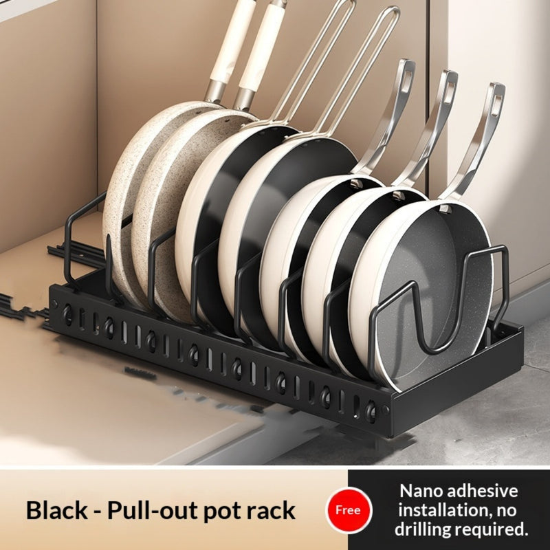 Adjustable Kitchen Cookware and Lid Storage Rack