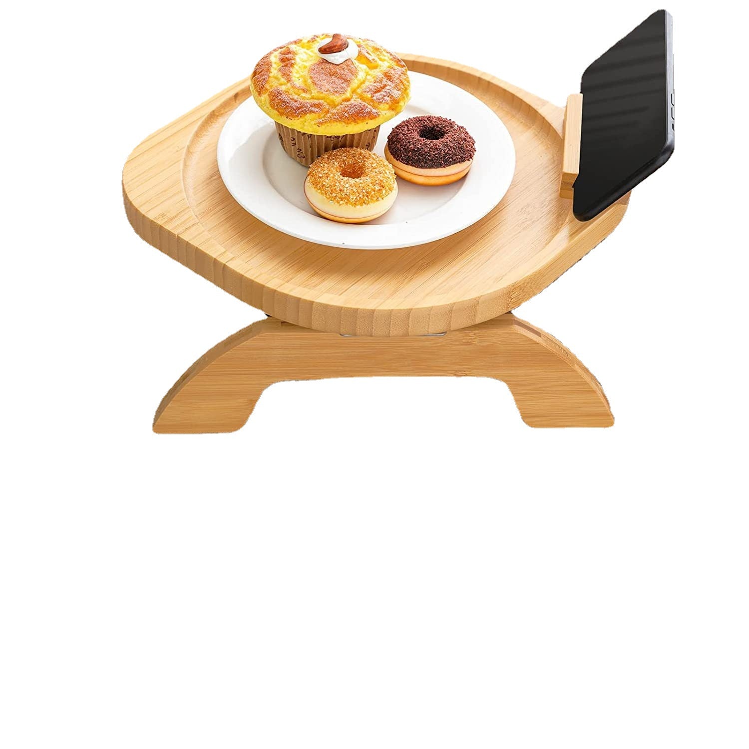Portable Folding Bamboo Sofa Arm Tray Table