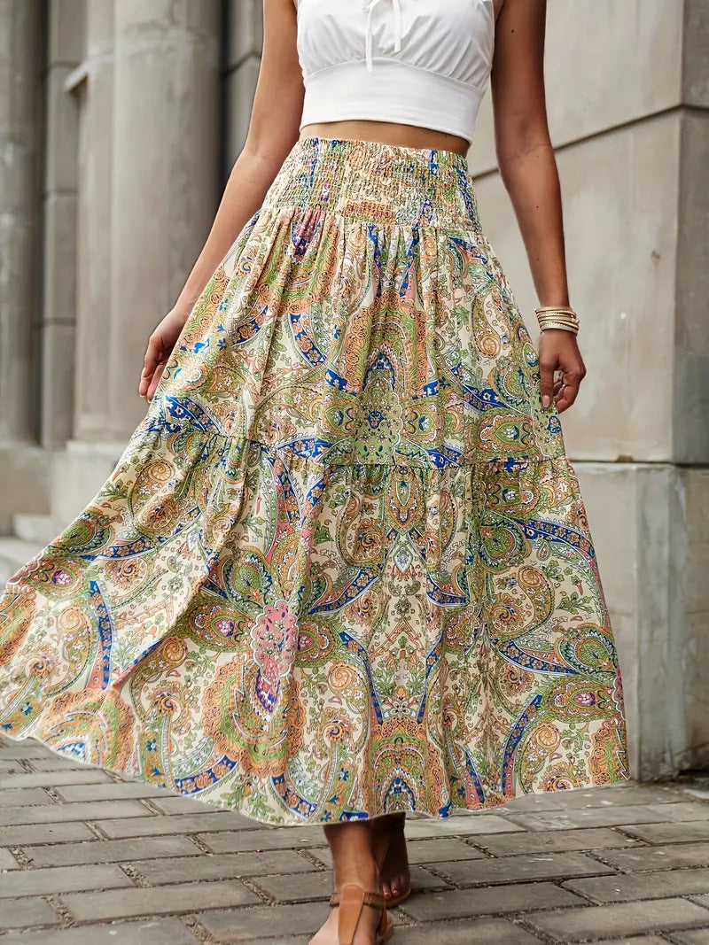 Women's Beach Print Casual Summer Skirt