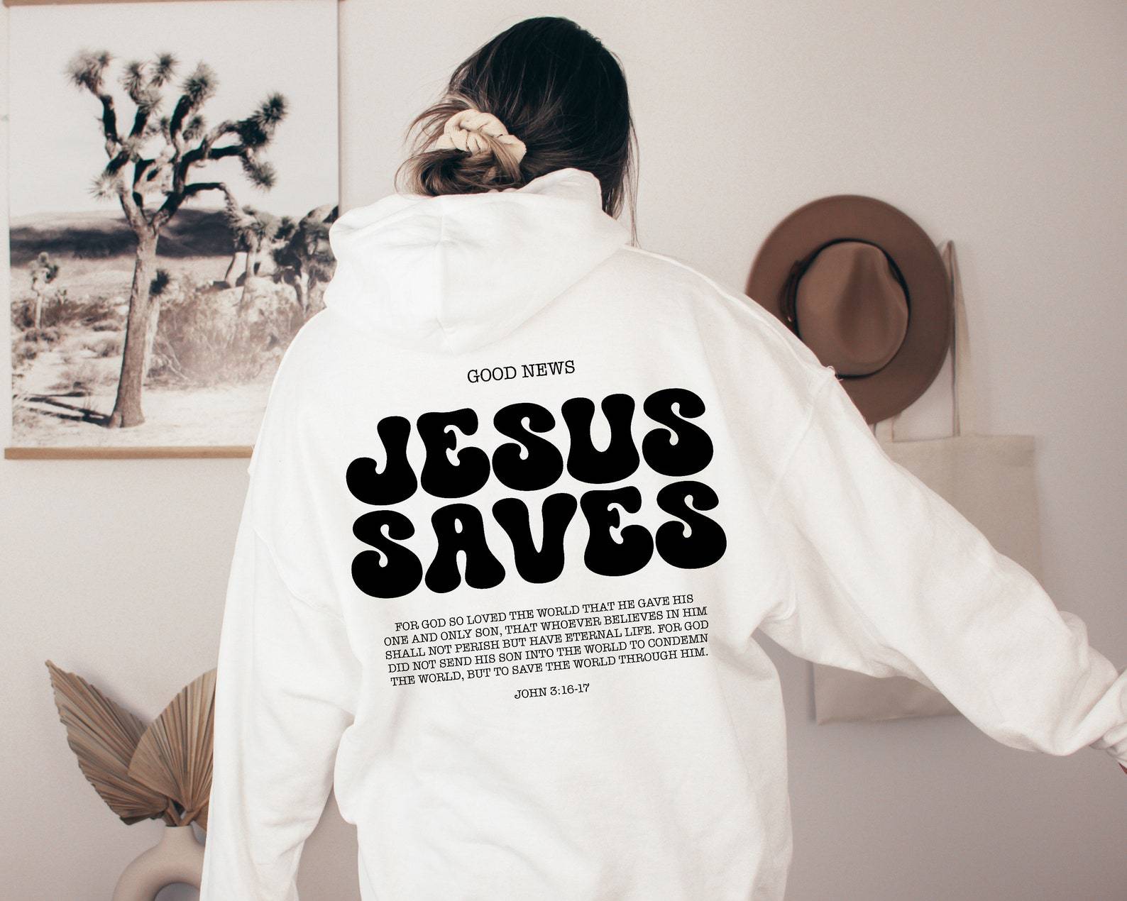 Jesus Saves Bible Verse Unisex Faith Hoodie